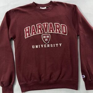 Harvard Sweatshirt Mens Small Red Champion College Crewneck Fleece Pullover‎
